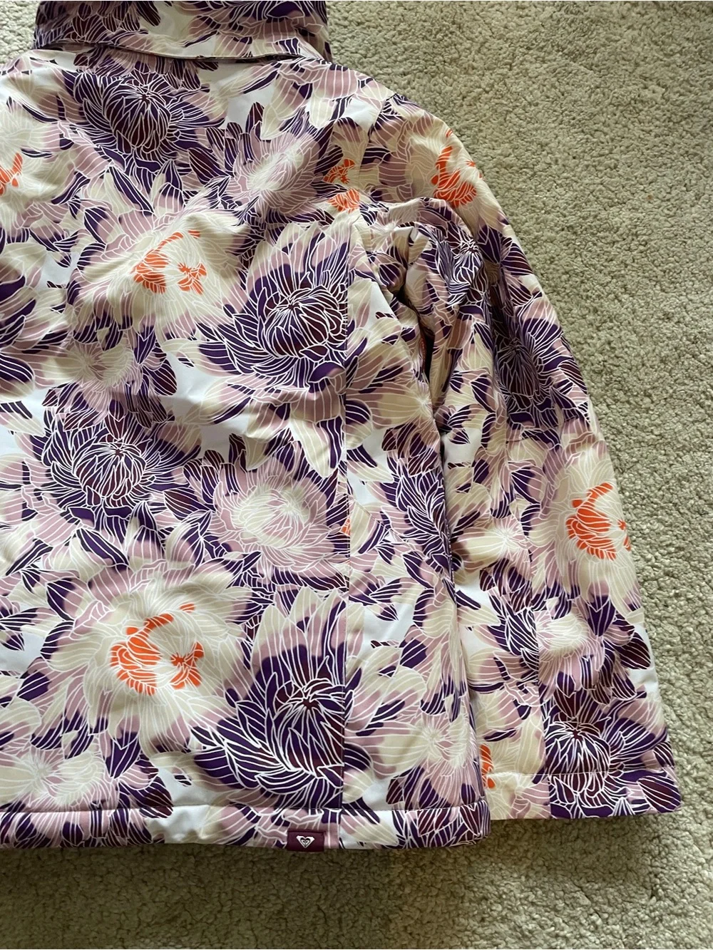 Roxy Floral Purple & Cream Ski Snow Jacket size 14 XL